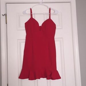 Red tank top frilly dress
